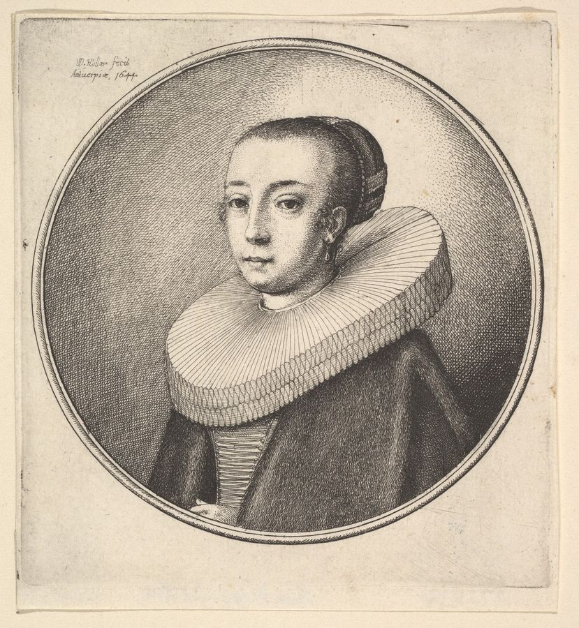 Woman with circular lace ruff, from "Women's Heads Framed in Roundels"