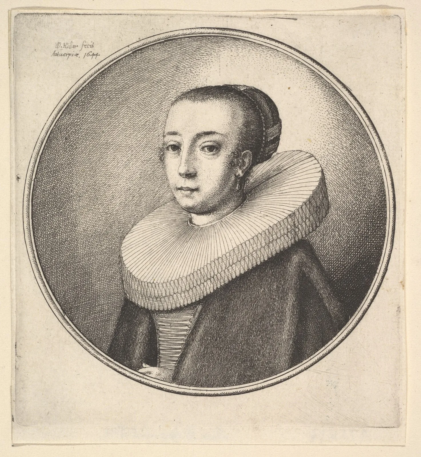 Woman with circular lace ruff, from "Women's Heads Framed in Roundels"