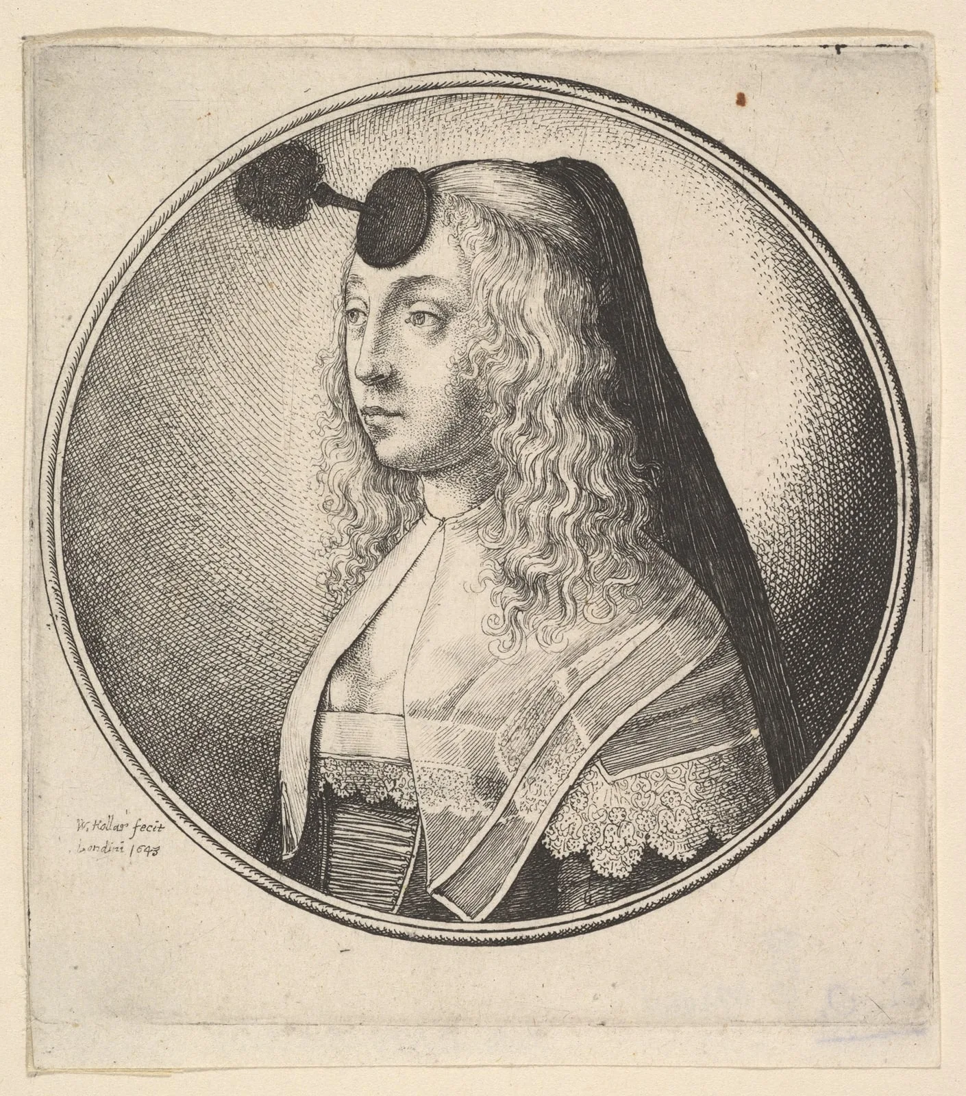 Woman with houpette on forehead turned to left, from "Women's Heads Framed in Roundels"