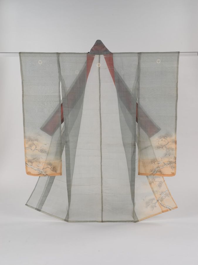 Summer robe (hito-e) with cranes and pines
