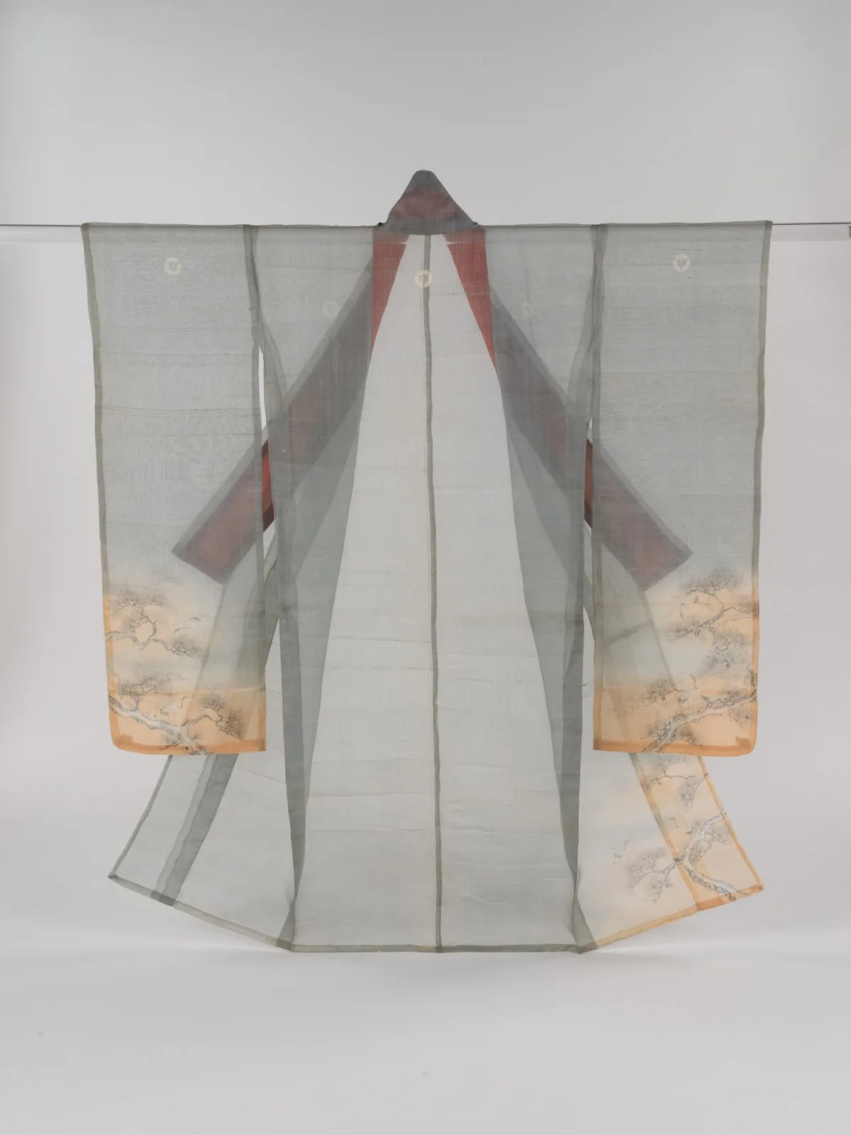 Summer robe (hito-e) with cranes and pines