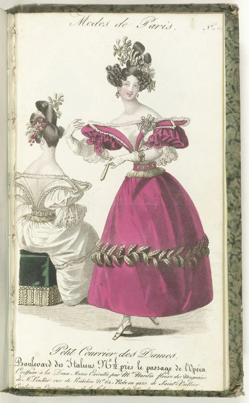 Petit Courrier des Dames, 5 février 1830, No. 699 : Coiffure à la Dona Maria...