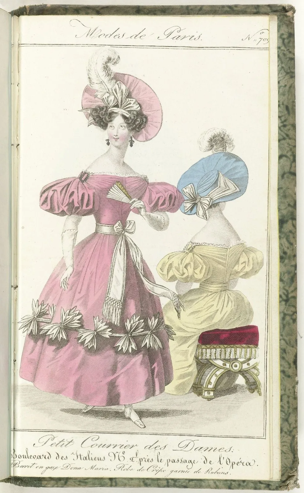 Petit Courrier des Dames, 20 mars 1830, No. 709 : Berret en gaze Dona Maria...
