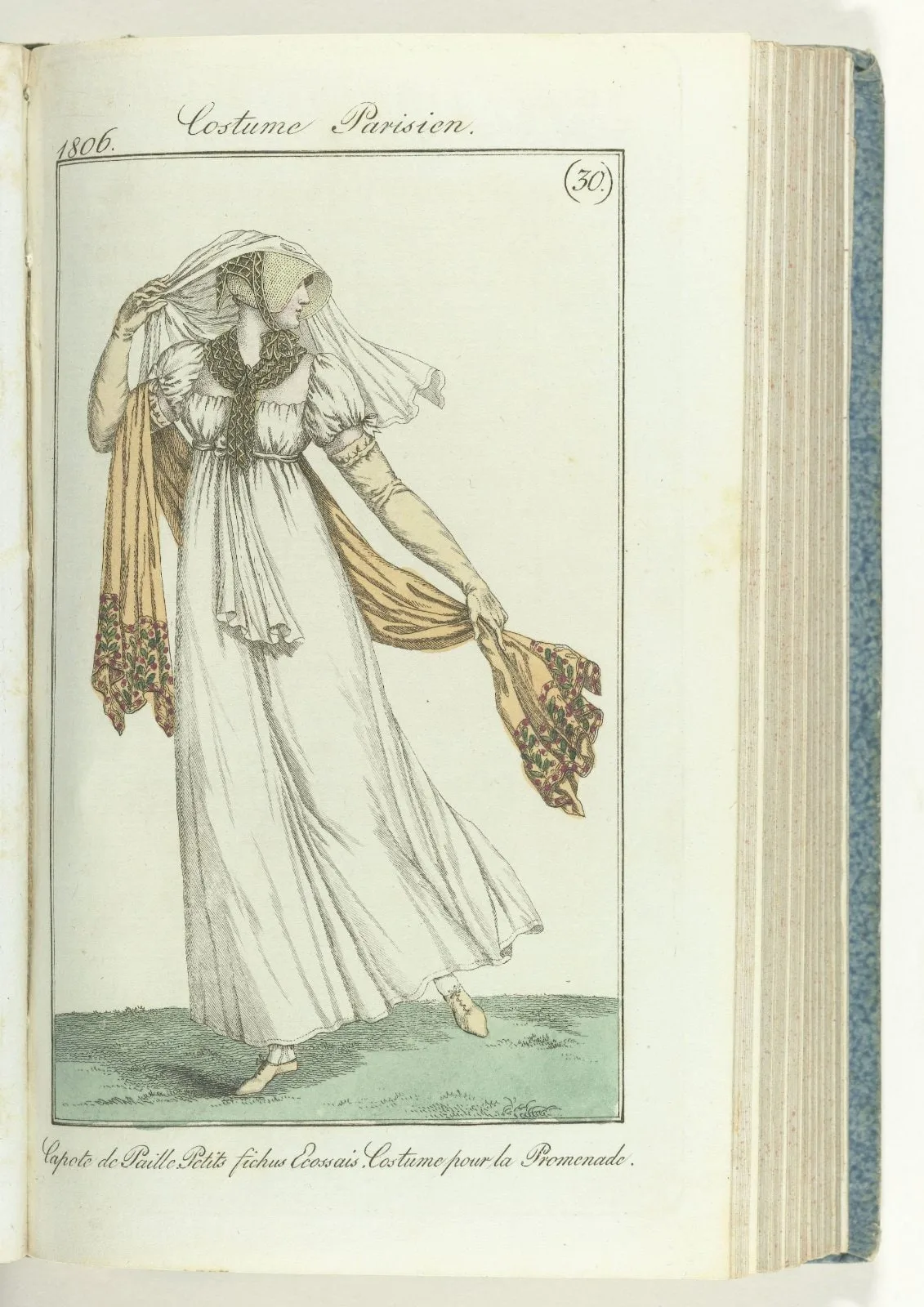 Journal des Dames et des Modes, editie Frankfurt 21 juillet 1806, Costume Parisien (30): Capote de Paille...