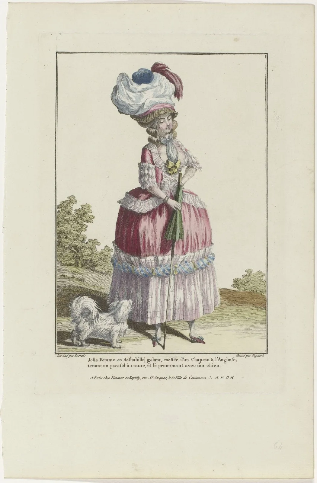 Gallerie des Modes et Costumes Français, 1778, L 64 : Jolie Femme en deshabillé galant (...).