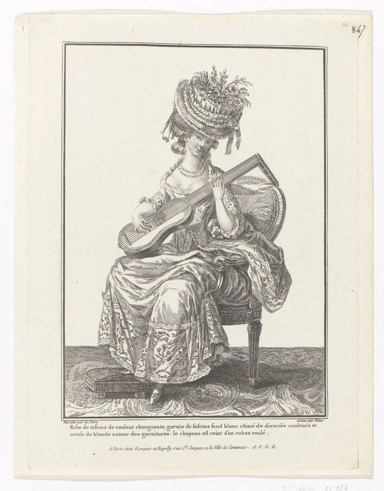 Gallerie des Modes et Costumes Français, 1779, cc 158 : Robe de tafetas (...)