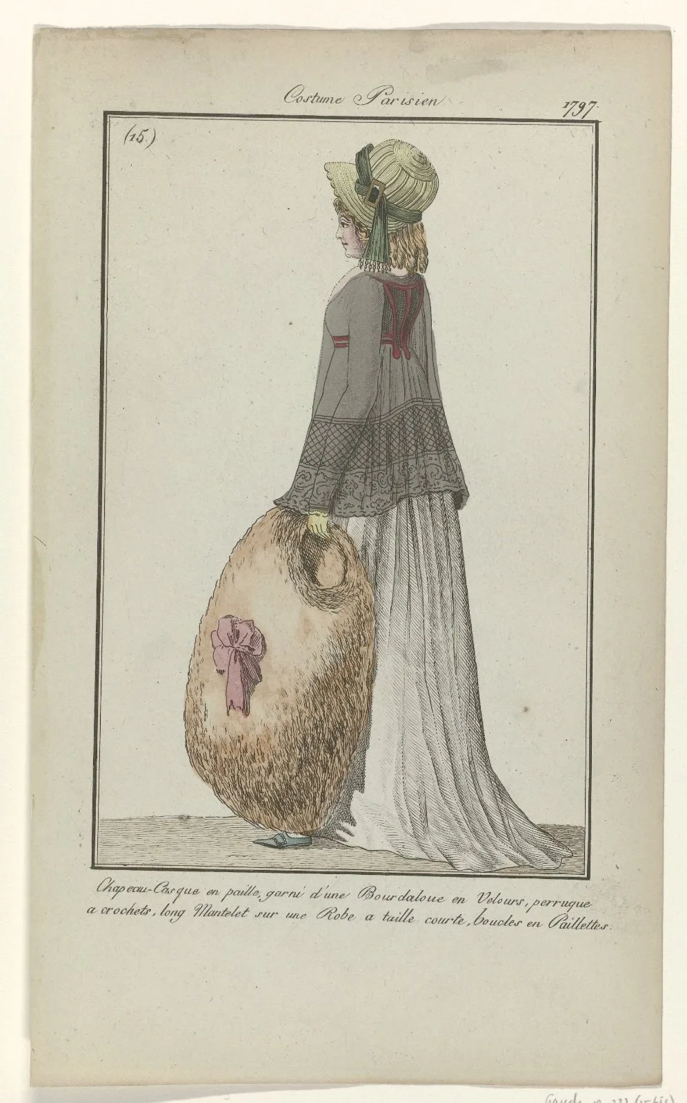 Journal des Dames et des Modes, Costume Parisien, 17 décembre 1797, (15 (bis)) : Chapeau-Casqu (...)