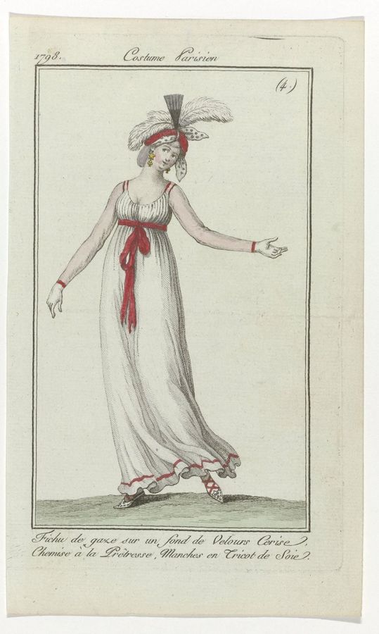 Journal des Dames et des Modes, Costume Parisien, 28 janvier 1798, (4) : Fichu de gaz (...)