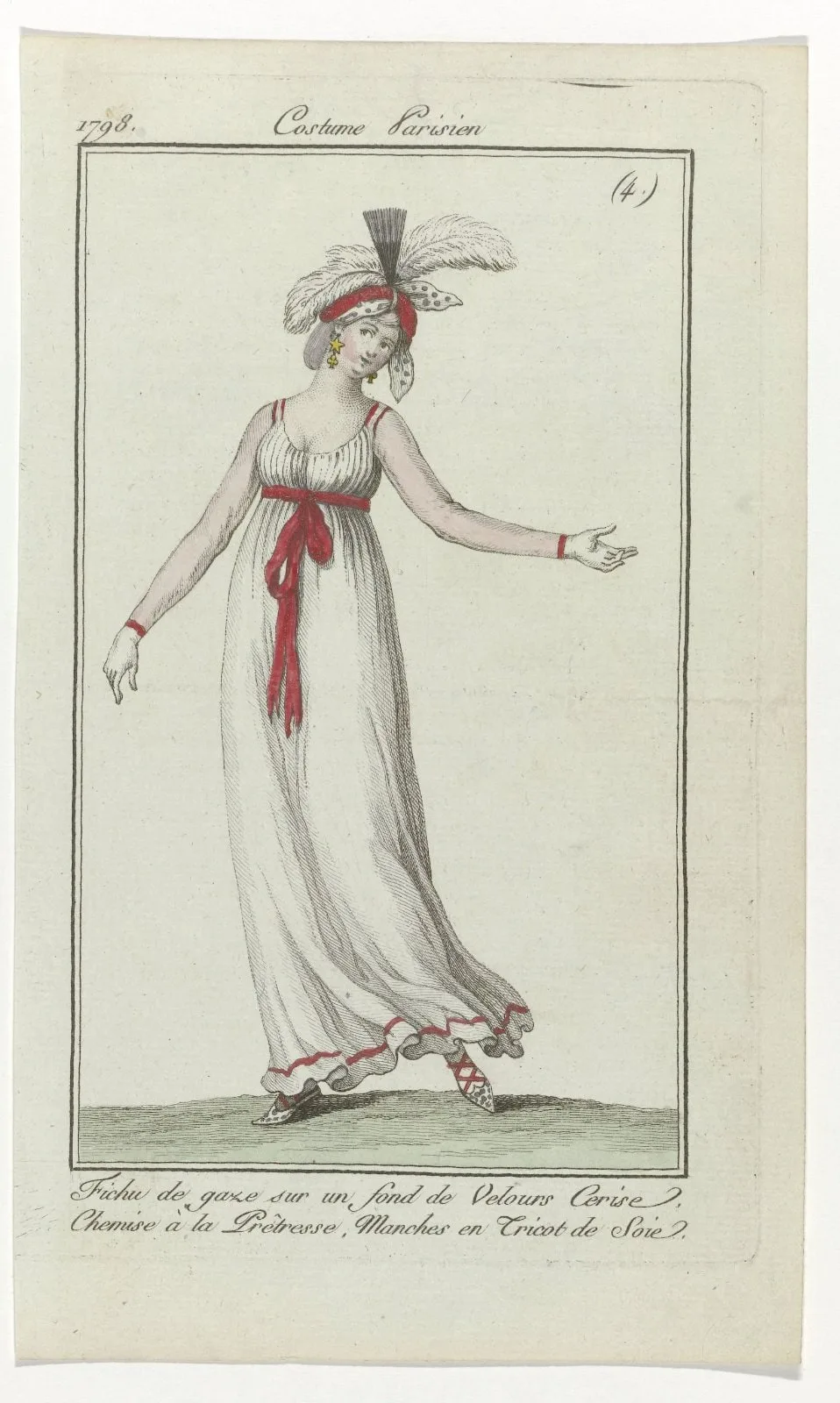 Journal des Dames et des Modes, Costume Parisien, 28 janvier 1798, (4) : Fichu de gaz (...)