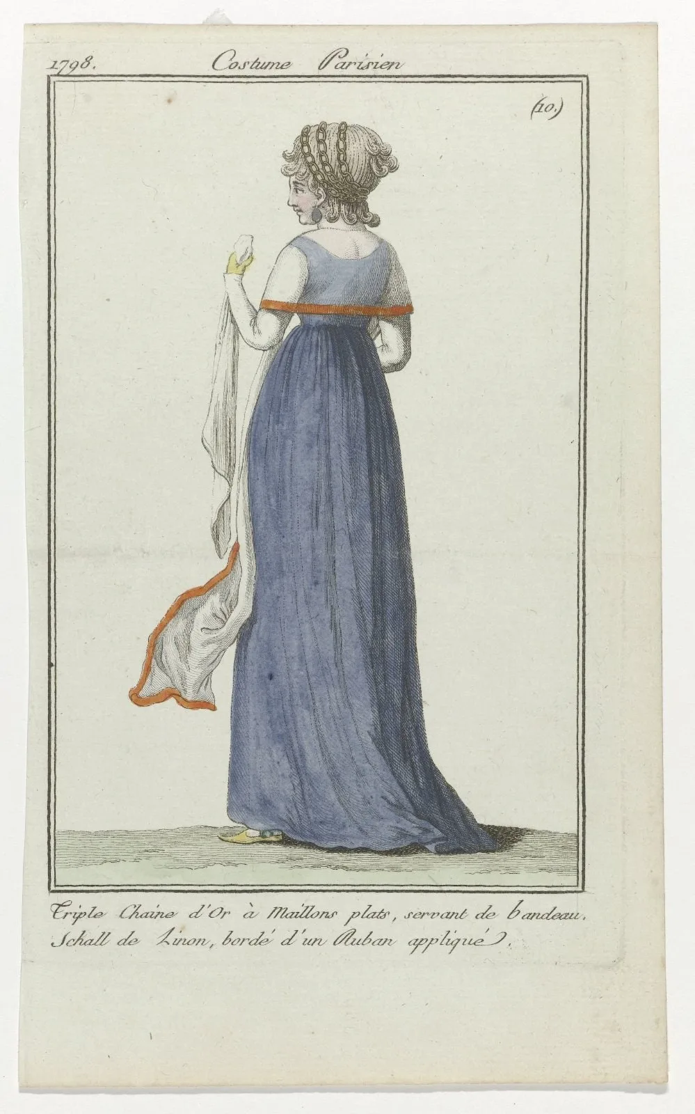 Journal des Dames et des Modes, Costume Parisien, 11 mars 1798, (10) : Triple chaine d'Or (...)