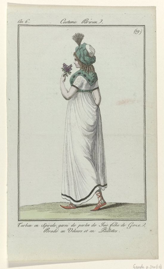 Journal des Dames et des Modes, Costume Parisien, 11 mai 1798, An 6, (19) : Turban en Spiral (...)