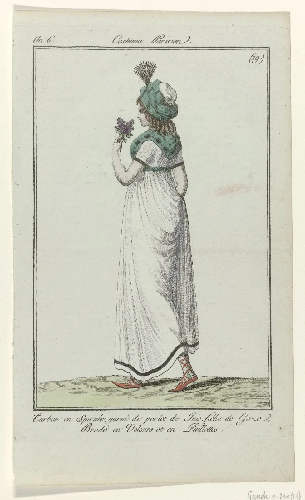 Journal des Dames et des Modes, Costume Parisien, 11 mai 1798, An 6, (19) : Turban en Spiral (...)