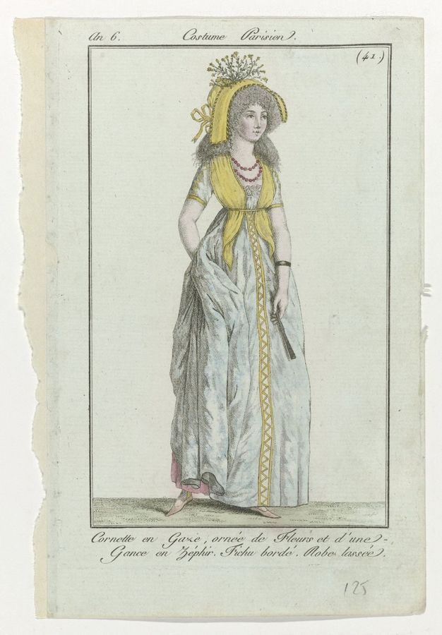Journal des Dames et des Modes, Costume Parisien, 2 juin 1798, An 6, (41) : Cornette en Gaz (...)