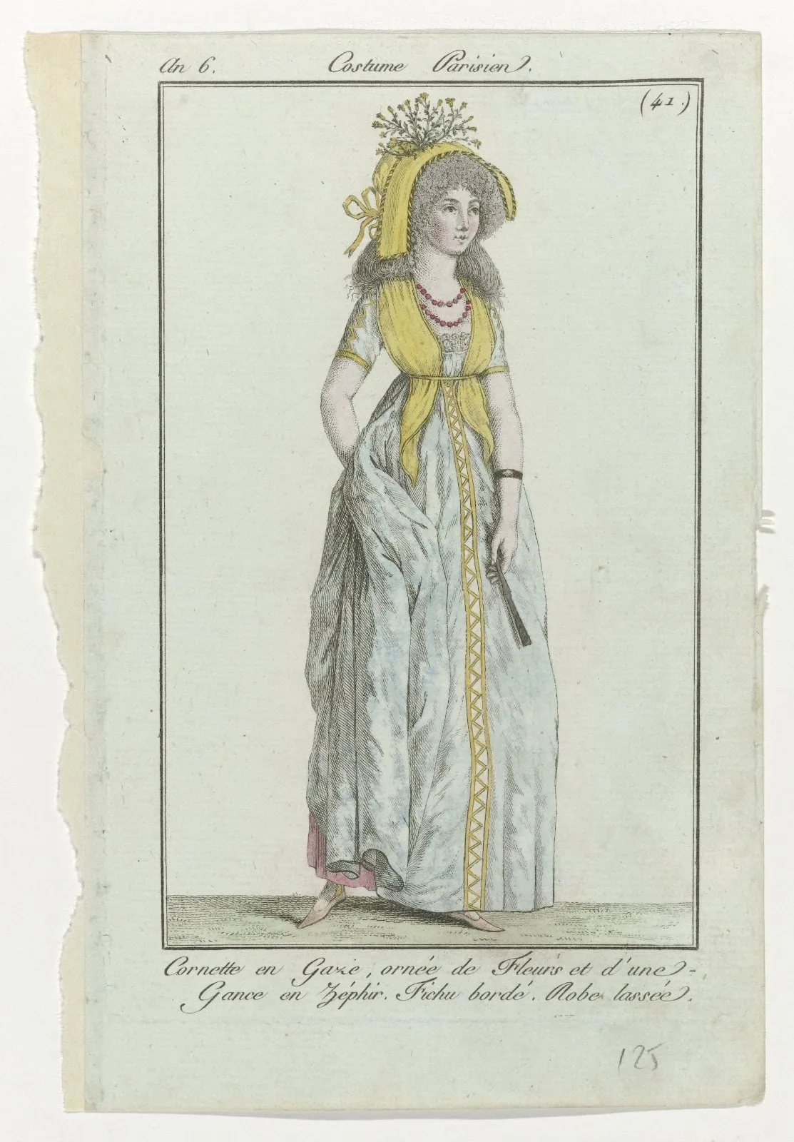 Journal des Dames et des Modes, Costume Parisien, 2 juin 1798, An 6, (41) : Cornette en Gaz (...)
