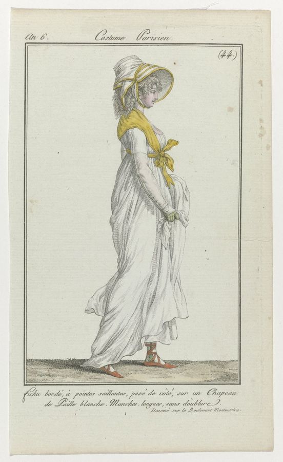 Journal des Dames et des Modes, Costume Parisien, 18 juin 1798, An 6, (44) : Fichu bordé, à pointes saillantes (...)