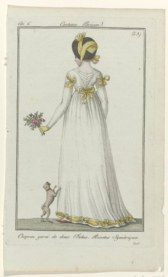 Journal des Dames et des Modes, Costume Parisien, 2 août 1798, An 6, (53) : Chapeau garni de deux Fichus (...)