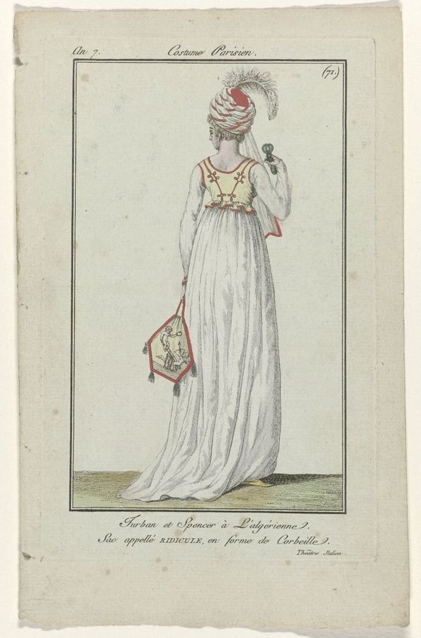 Journal des Dames et des Modes, Costume Parisien, 1 novembre 1798, An 7 (71) : Turban et Spencer (...)