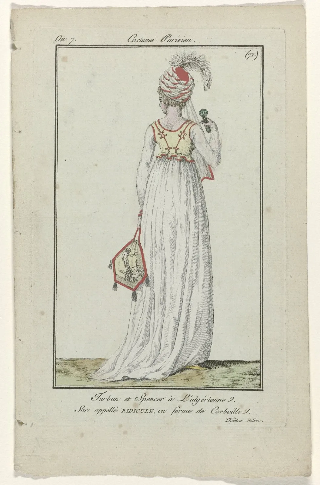 Journal des Dames et des Modes, Costume Parisien, 1 novembre 1798, An 7 (71) : Turban et Spencer (...)