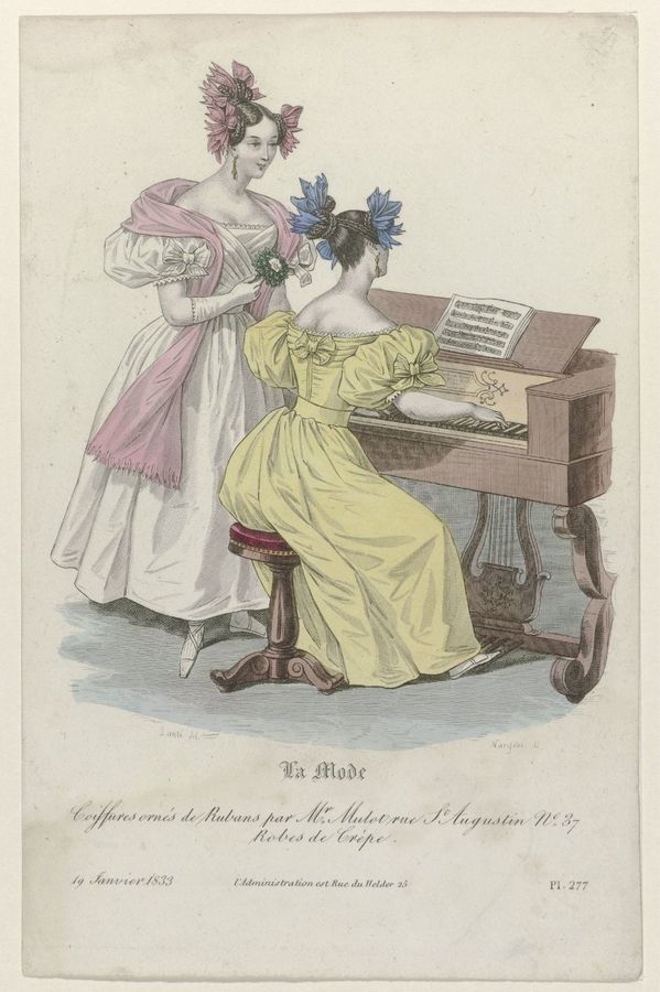 La Mode, 19 janvier 1833, Pl. 277: Coiffures ornés de Rubans (...)