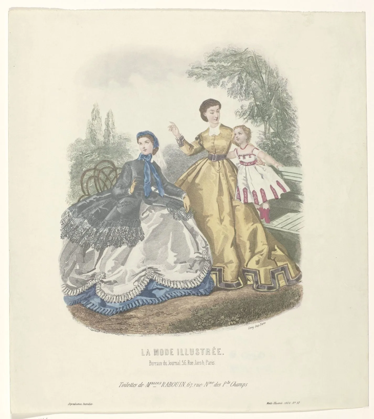 La Mode Illustrée, 1865, No. 37: Toilettes de Melles Rabouin (...).