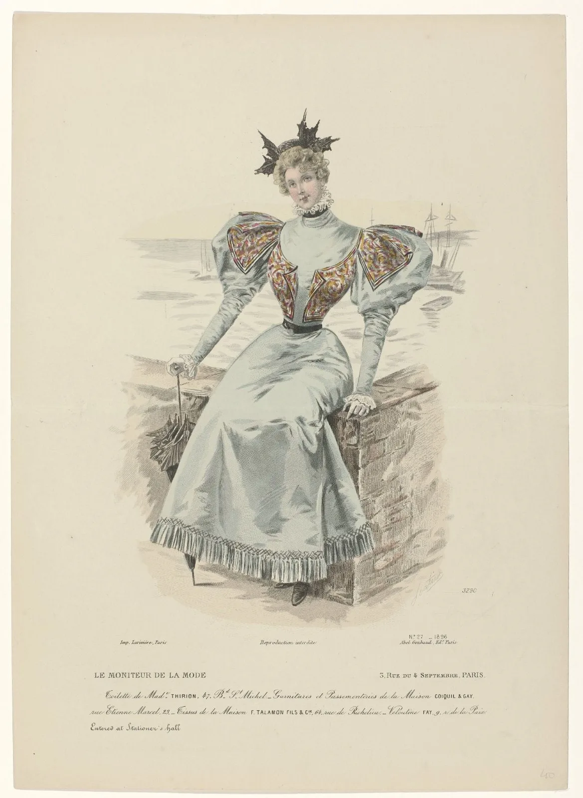Le Moniteur de la Mode, 1896, No. 27, Pl. 329C: Toilette de Mad.e Thirion (...)