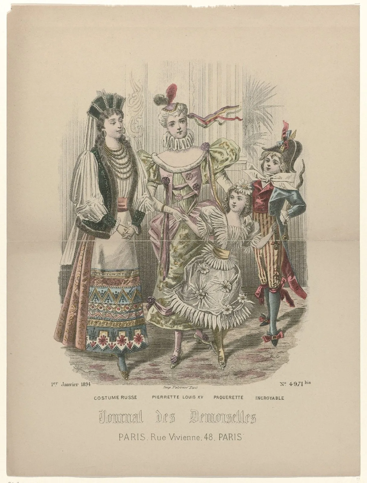 Journal des Demoiselles, 1 janvier 1894, No. 4971 bis : Costume russ (...)