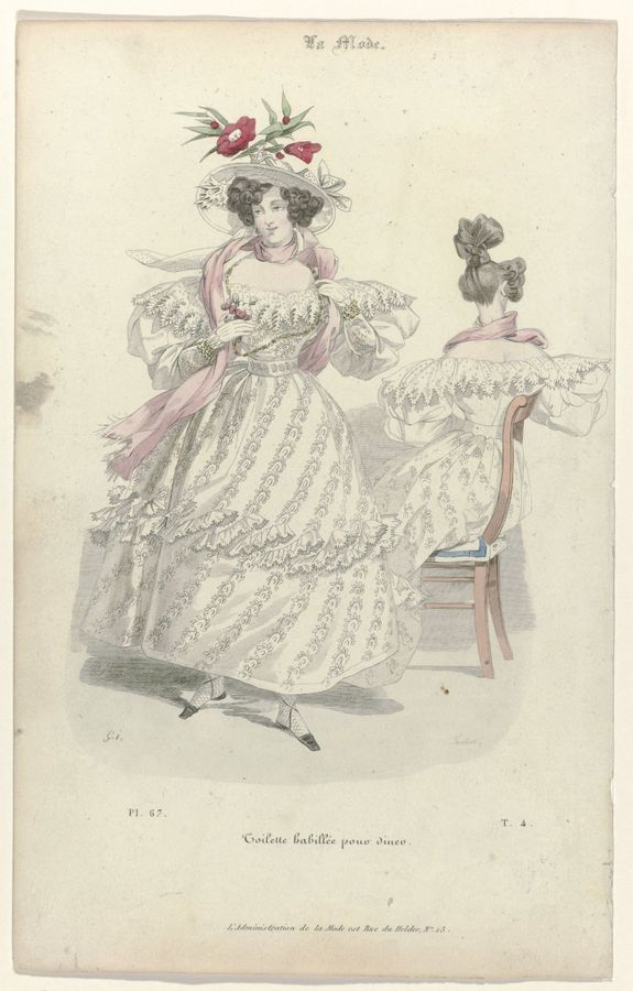 La Mode, 1830, Pl. 67, T.4 :Toilette habillée pour diner