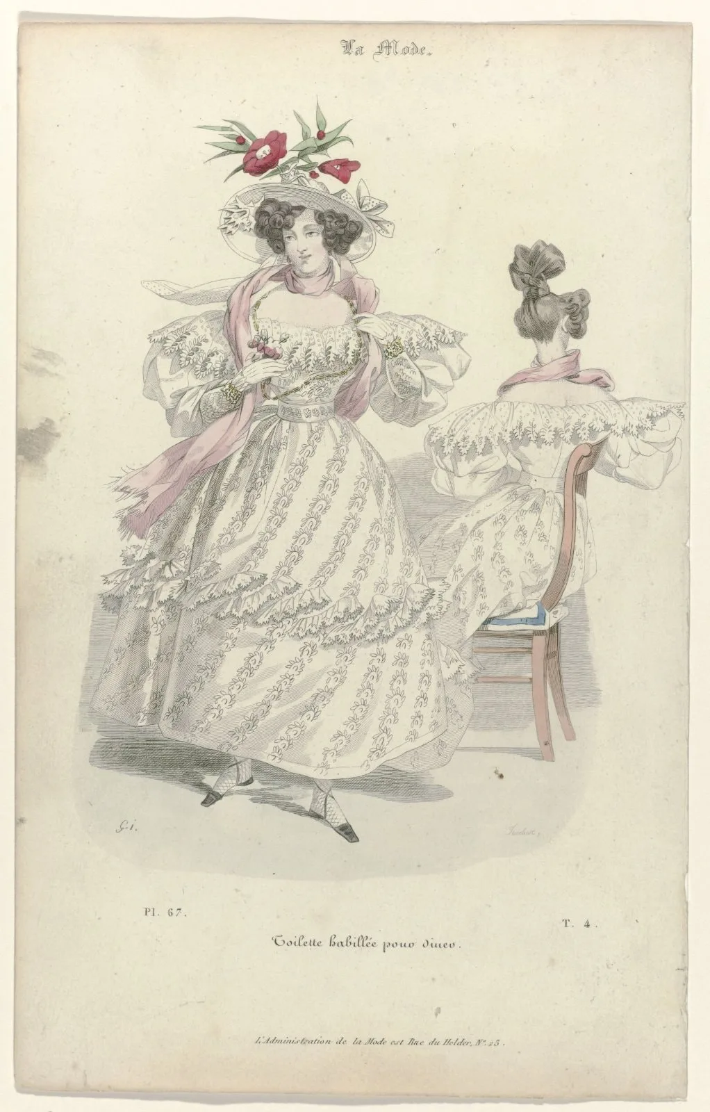 La Mode, 1830, Pl. 67, T.4 :Toilette habillée pour diner