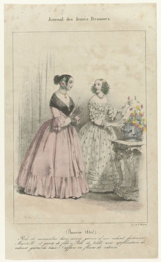 Journal des Jeunes Personnes, janvier 1840 : Robe de mousselin (...)