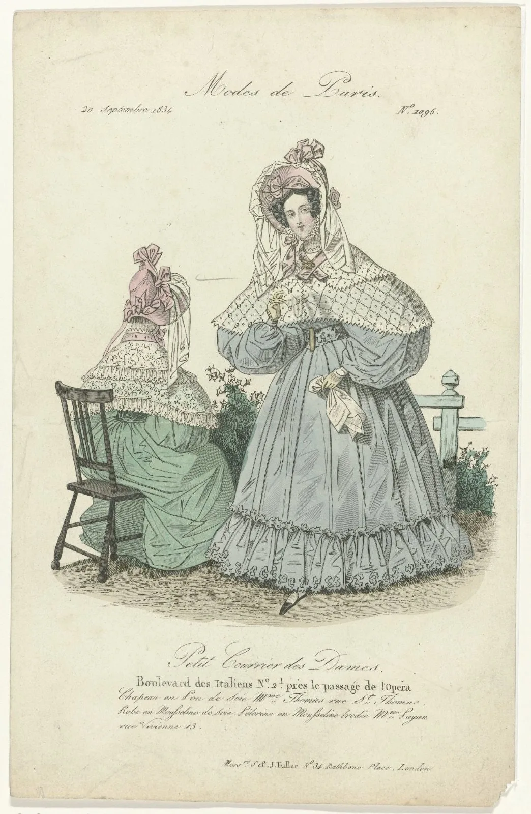 Petit Courrier des Dames, 20 septembre 1834, No.1095 : Chapeau en Pou de Soi (...)