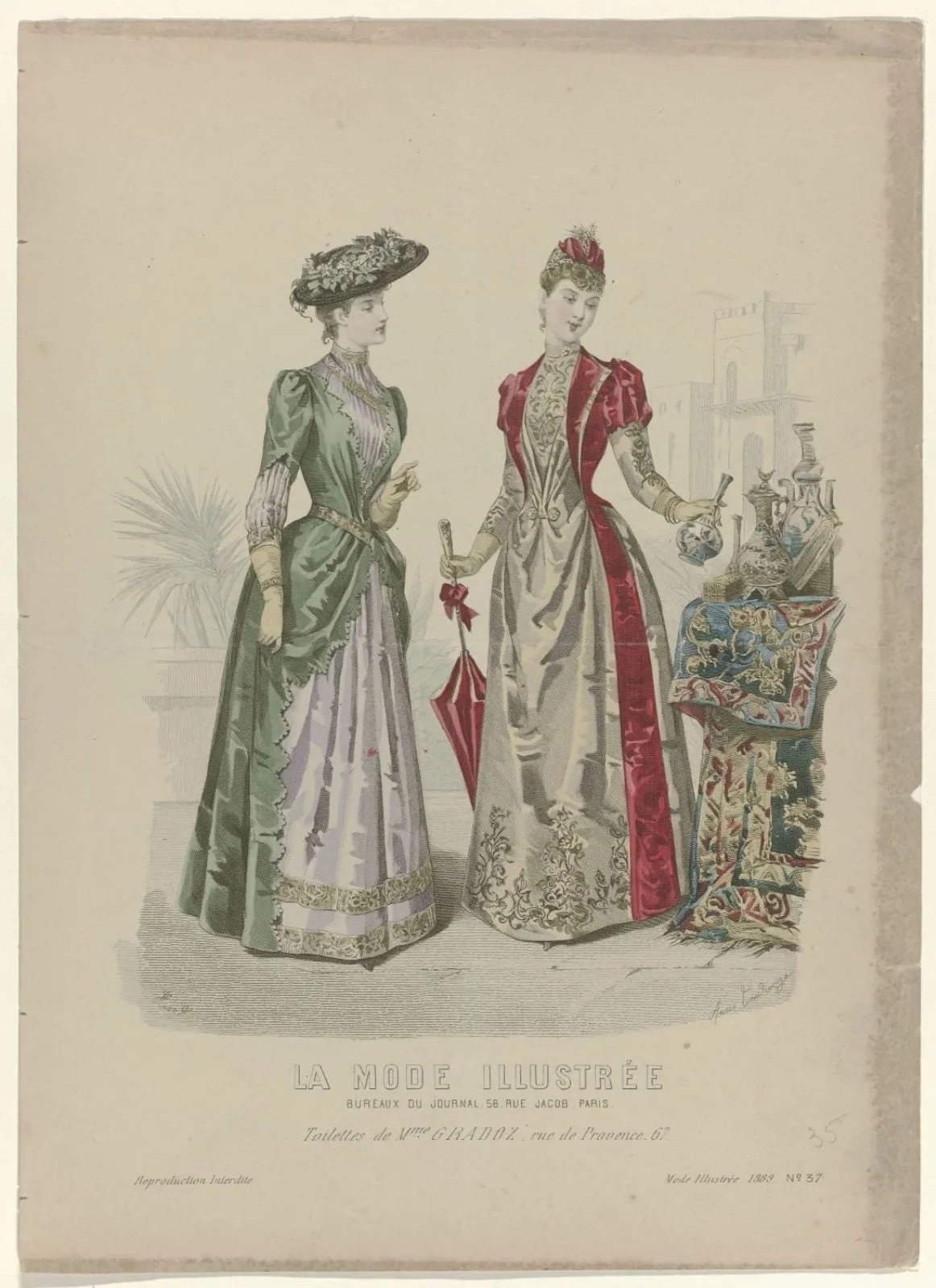 La Mode Illustrée, 1889, No. 37 : Toilettes de Mme. Gradoz (...)