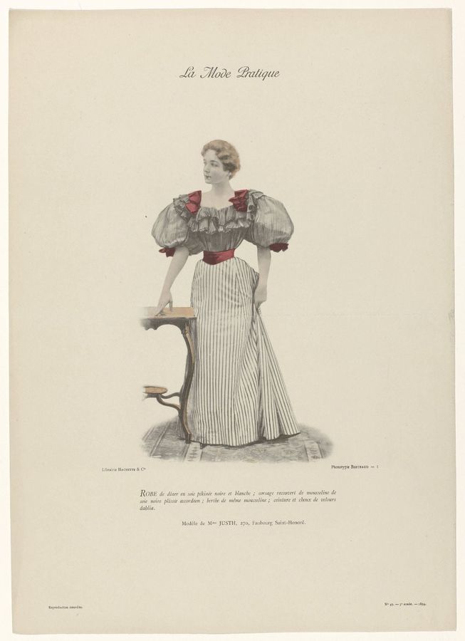 La Mode Pratique, 1894, 3e année, No. 49 : Robe de diner en soie pékiné (...)