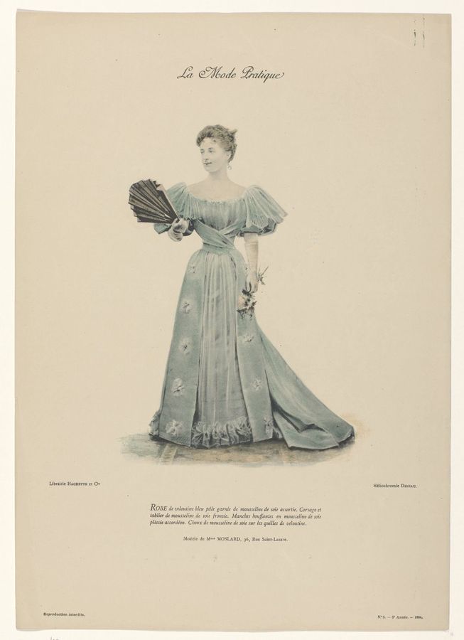La Mode Pratique, 1894, 3e année, No. 5 : Robe de veloutine bleu (...)