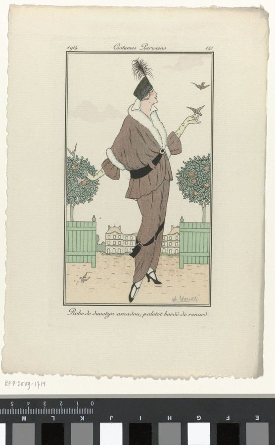Journal des Dames et des Modes, Costumes Parisiens, 1914, No. 141 : Robe de duvetyn (...)