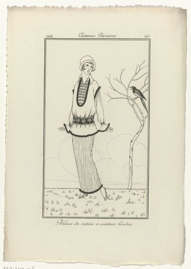 Journal des Dames et des Modes, Costumes Parisiens, 1914, No. 145 : Blouse de ratin (...)
