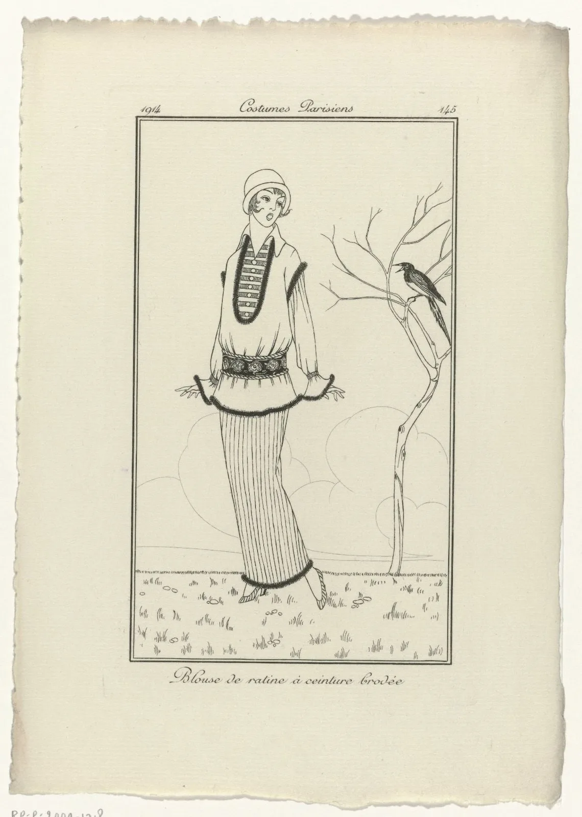 Journal des Dames et des Modes, Costumes Parisiens, 1914, No. 145 : Blouse de ratin (...)