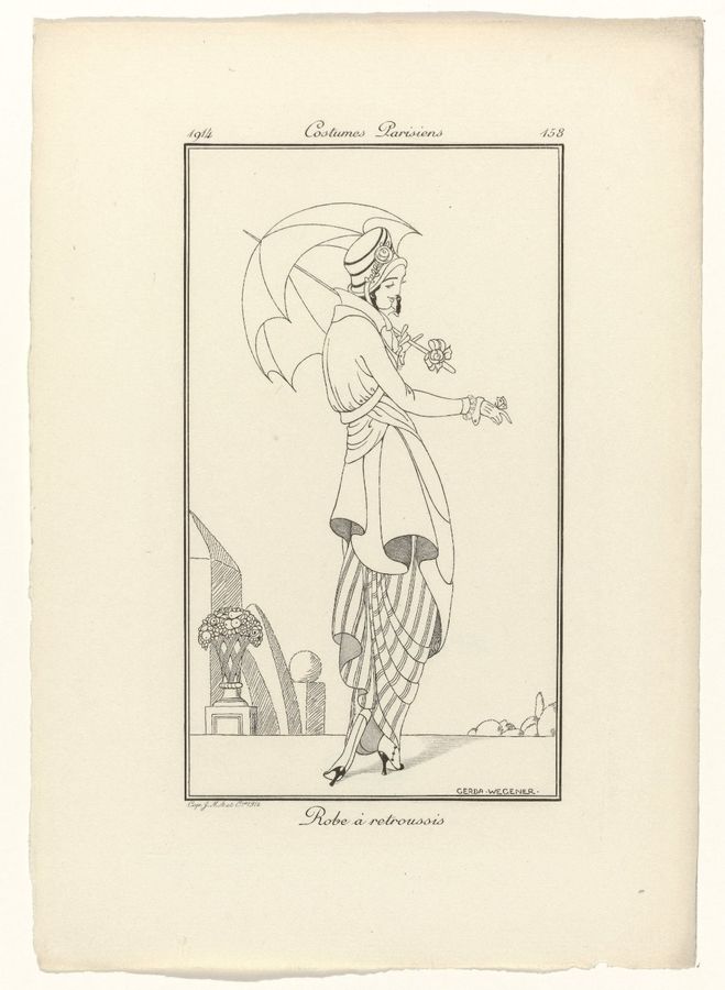 Journal des Dames et des Modes, Costumes Parisiens, 1914, No. 158 : Robe à retroussis