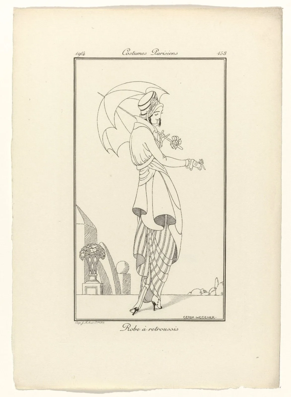 Journal des Dames et des Modes, Costumes Parisiens, 1914, No. 158 : Robe à retroussis