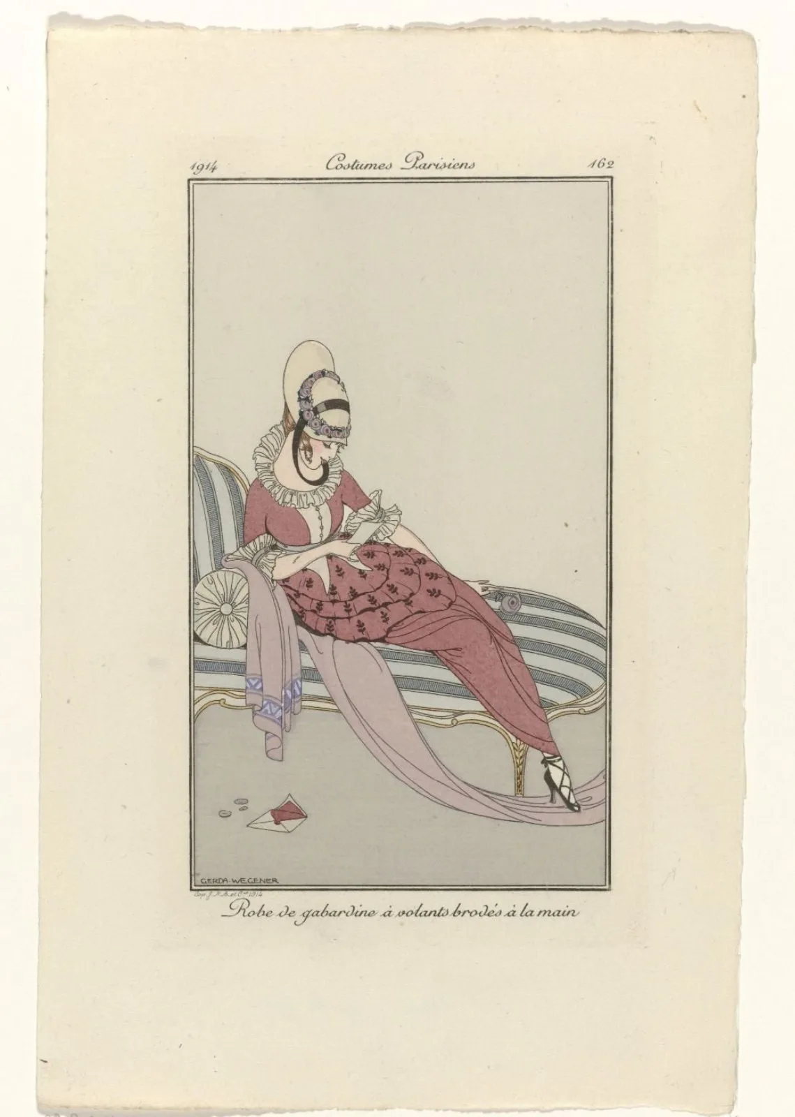 Journal des Dames et des Modes, Costumes Parisiens, 1914, No. 162 : Robe de gabardin (...)