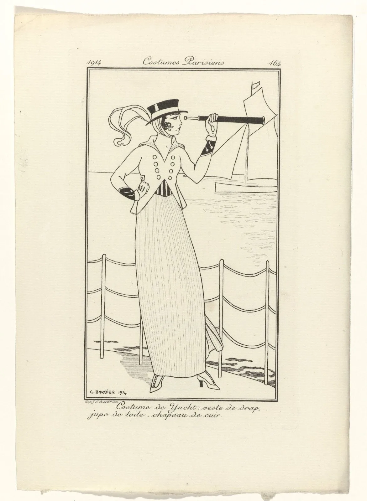 Journal des Dames et des Modes, Costumes Parisiens, 1914, No. 164 : Costume de Yacht (...)