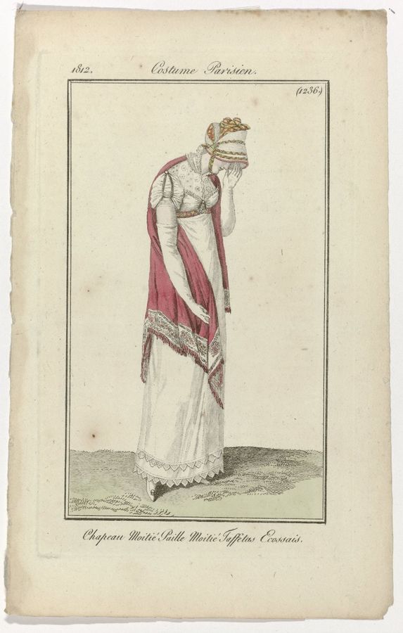 Journal des Dames et des Modes, Costume Parisien, 20 juin 1812, (1236): Chapeau Moitié paill (...)