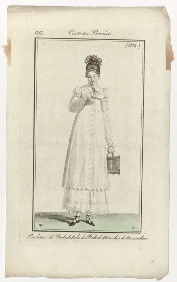 Journal des Dames et des Modes, Costume Parisien, 20 août 1813, (1334): Par-dessus de Perkal (...)