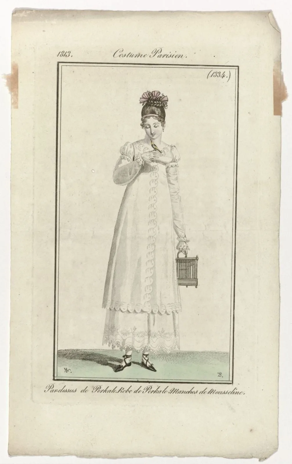 Journal des Dames et des Modes, Costume Parisien, 20 août 1813, (1334): Par-dessus de Perkal (...)