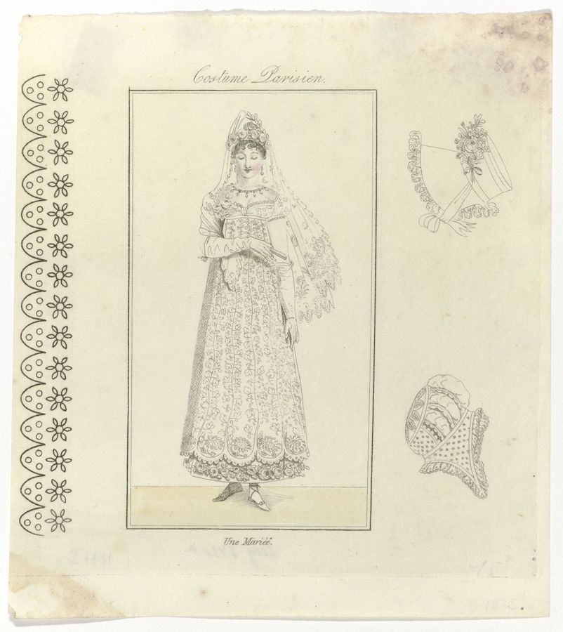 Journal des Dames et des Modes, Costume Parisien, 10 septembre 1813, (1338): Une Marieé.