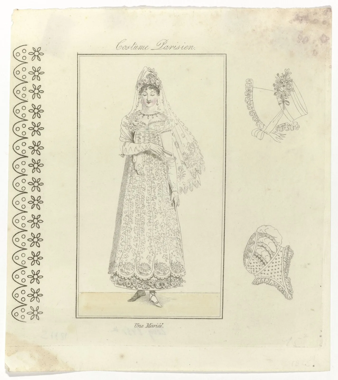 Journal des Dames et des Modes, Costume Parisien, 10 septembre 1813, (1338): Une Marieé.