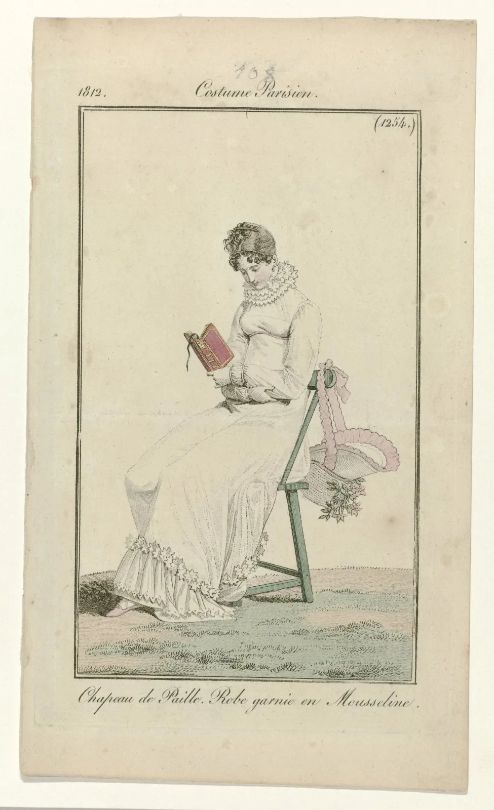 Journal des Dames et des Modes, Costume Parisien, 10 septembre 1812, (1254): Chapeau de Paill (...)