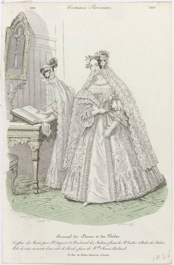 Journal des Dames et des Modes, Costumes Parisiens 1836 (3351): Coiffure de Marié (...)