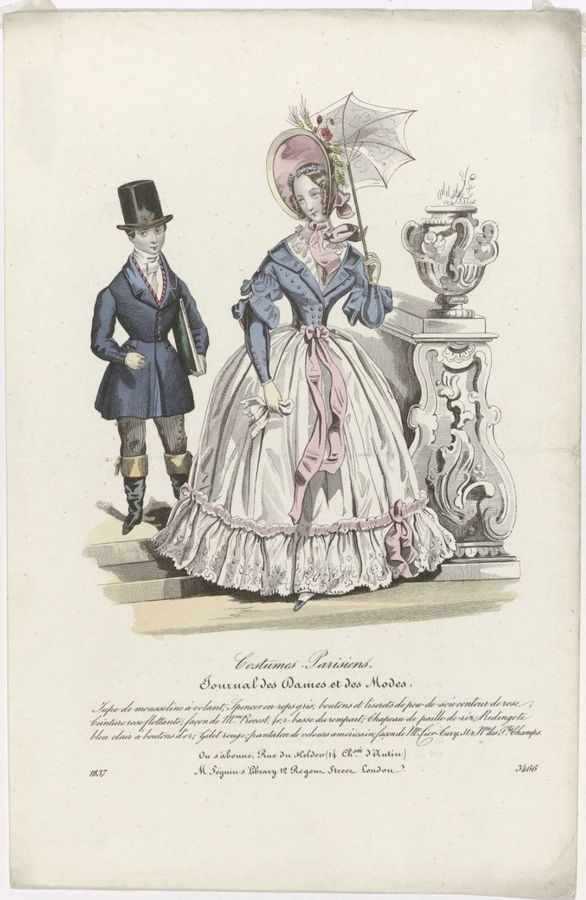 Journal des Dames et des Modes, Costumes Parisiens, 1837, (3466): Jupe de mousselin (...)