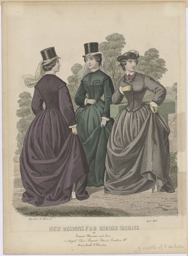 Gazette of Fashion, New designs for riding habits, April 1862