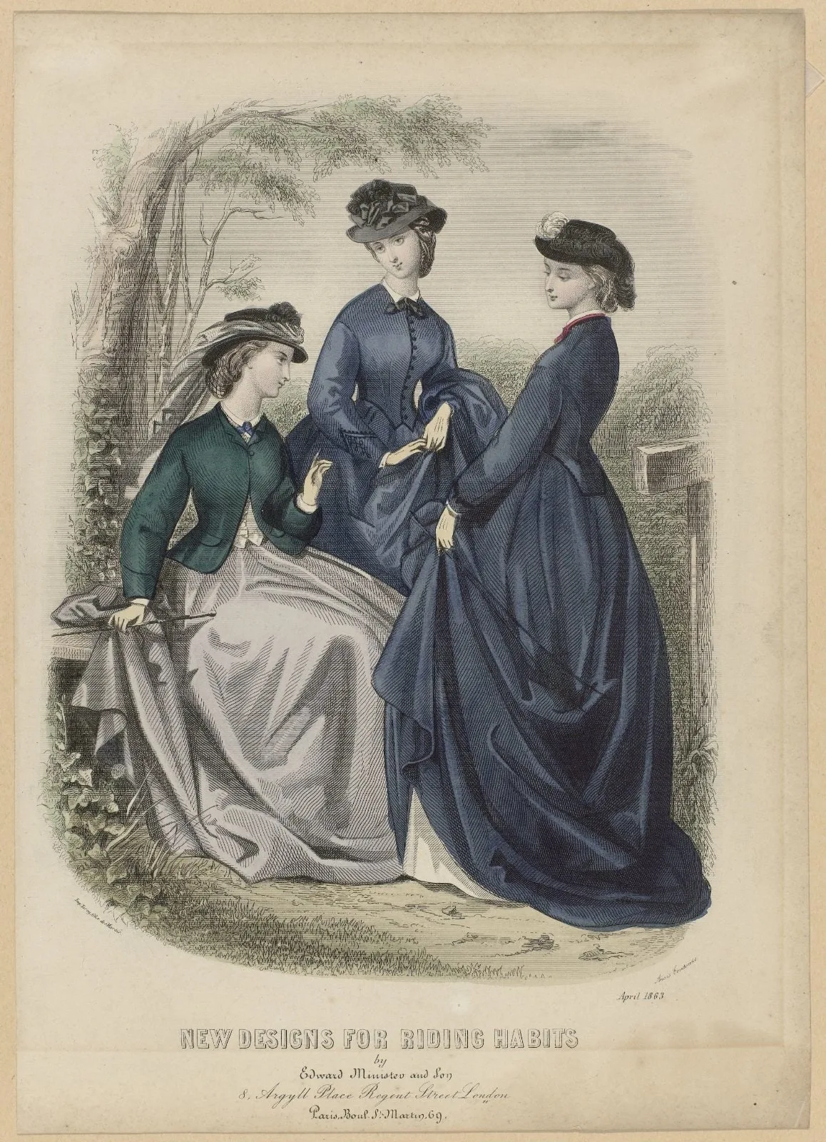Gazette of Fashion, New designs for riding habits, April 1863